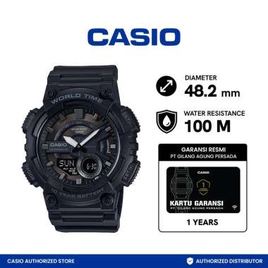 CASIO Standard Jam Tangan Sport Pria - Black AEQ-110W-1BVDF Black