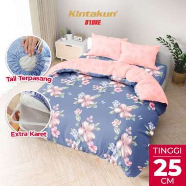 Kintakun DLUXE Bedcover Set Fitted Tinggi 25cm 180x200 King Minimalis Aesthetic - Varian Motif Anind