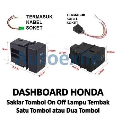 Saklar Lampu Mobil Honda Satu / Dua Switch Tombol On Off 12V Dashboard Interior One Two Button Honda