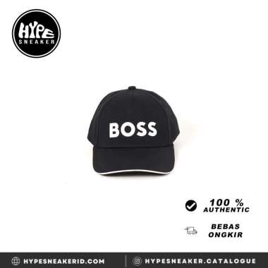 Topi HUGO BOSS BIG TEXT WHITE BLACK CAP - OS ADJST 100% ORIGINAL