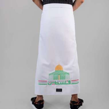 Katsae - Sarung Bordir Motif AL-QUDS PALESTINA 100% Timbul Sarung Pria Dewasa Sarung Sholat Hitam PU
