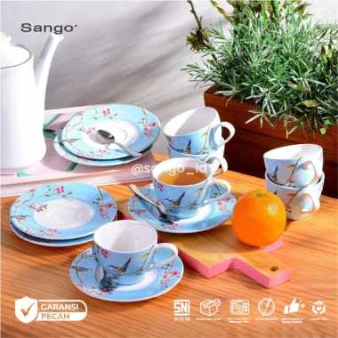 SANGO Set Cangkir Blossom Blue Bird (Isi 12) Set Cangkir + Rak C