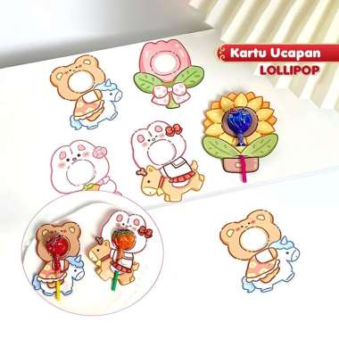 OEM ONE-A93 Kartu Ucapan Permen Lolipop Motif Kartun Lucu Greeting Card Lollipop / Gift Card Birthda