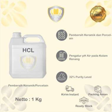 HCL 32% 1 Kg/ Cairan Pembersih Kerak Keramik 1 Kg/ Porcelain 1 Kg/ Cairan HCL 1 Kg Pack Bubble 2 Lap