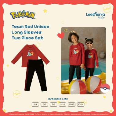 Team Red Unisex Two Piece Set, Baju Renang Anak 3-4 Team Red