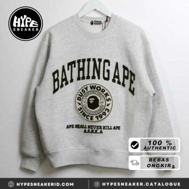 Sweater BAPE BUSY WORKS EMBROIDERY GREY SWEATSHIRT 100% ORIGINAL M