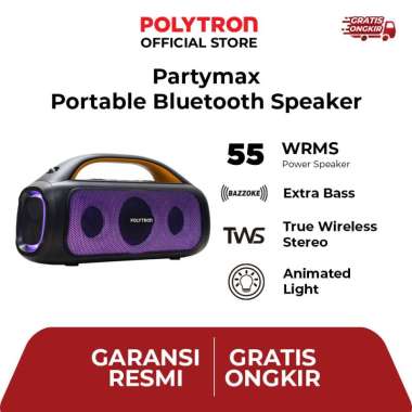 Polytron Partymax Speaker Bluetooth Portable Wireless PPS 4PH12 - Woofer 4 Inci, Bass Boost