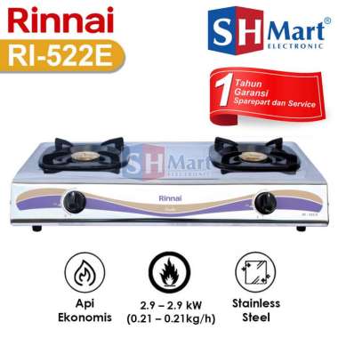 KOMPOR GAS RINNAI STAINLESS KOMPOR GAS RINNAI 2 TUNGKU 522E (MEDAN)