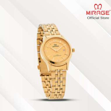Mirage Jam Tangan Wanita Analog 8808 L Gold Original Stainless Plat Hitam