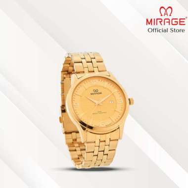 Mirage Jam Tangan Pria Analog 8808 M Gold Original Stainless Plat Hitam