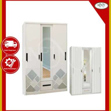 Lemari Pakaian Besi 3 Pintu Sliding OSWS 3P1LTILES