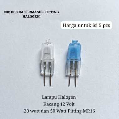 Lampu Halogen Kacang 12Volt 20-Watt dan 50-Watt Fitting G4 Isi 5 Pcs Putih - 12V 20 Watt