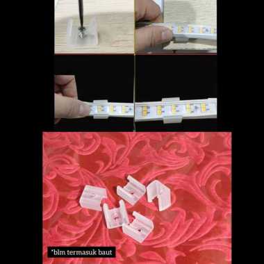 Klem Lampu Led Strip Bening Selang dan Tutup Led Selang 2835/5050 Isi 10 Pcs Klem Atas