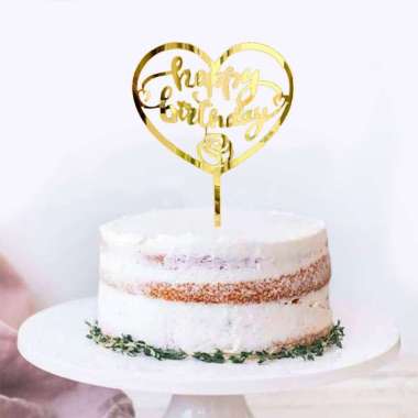 Cake Topper Tulisan Happy Birthday Akrilik Dekorasi Kue Ulang Tahun Bday E Gold