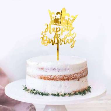 Cake Topper Tulisan Happy Birthday Akrilik Dekorasi Kue Ulang Tahun Bday F Gold