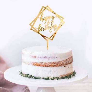 Cake Topper Tulisan Happy Birthday Akrilik Dekorasi Kue Ulang Tahun Bday D Gold