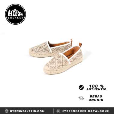 Sepatu TORY BURCH MONOGRAM BEIGE ESPADRILLES 100% ORIGINAL 38.5