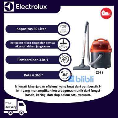 Pengisap Debu Electrolux Z-931, Kapasitas 15 L, Berat 11.4 kg, Warna Tembaga