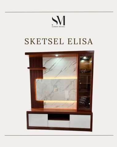 SKETSEL LEMARI TV HPL BACKDROP TV