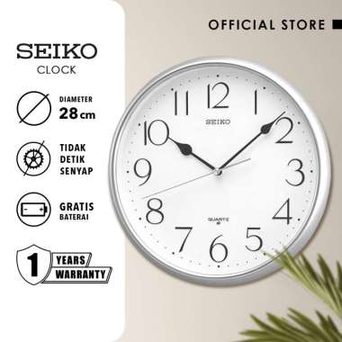 Jam Dinding Seiko Analog QXA001S Silver Color Dial 28cm Original