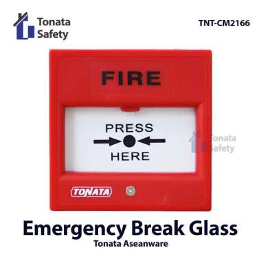 Red Emergency Break Glass Fire Alarm Tonata / Tombol Darurat Kebakaran