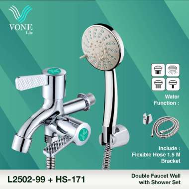 VONE Kran Cabang Double Shower Hand shower Mandi Handshower Paket L2502-99 ( VONE LITE ) L2502-99 Ke