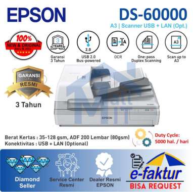 SCANNER EPSON DS-60000 EPSON DS60000 SCANNER A3 FLATBED ADF OCR 40ppm