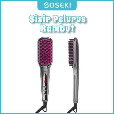 SOSEKI Catokan Rambut Sisir, 16 Tingkat Suhu Sisir Catokan Pelurus Rambut Hitam