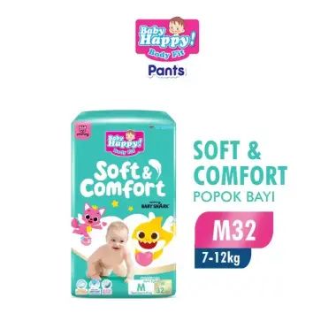 [4 Pcs] Baby Happy Pants Popok Bayi Celana Extra Kering Pinkfong M-32