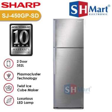 KULKAS SHARP 2 PINTU JUMBO 352 LITER PLASMACLUSTER SJ-450GP-SD (MEDAN)