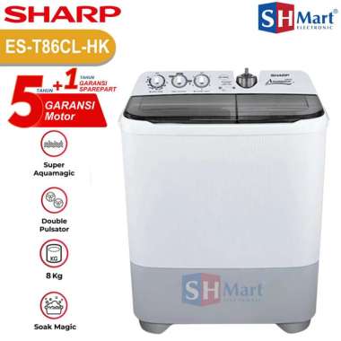 MESIN CUCI 2 TABUNG SHARP 8 KG LOW WATT ES-T86CL / EST86CL (MEDAN)