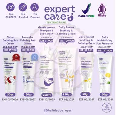 Expert Care Calming Rub / Calming cream / Moisturizing Sunscreen / Shampoo & body wash Baby Lavender