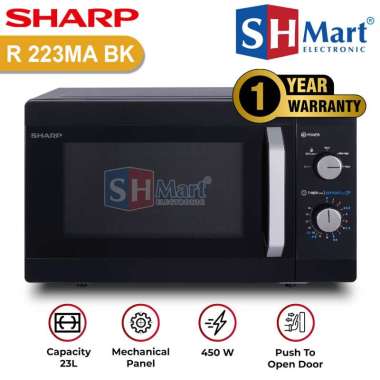 MICROWAVE SHARP SOLO KAPASITAS 23 LITER R-223MABK / R-223DABK 450 WATT GARANSI RESMI ANALOG