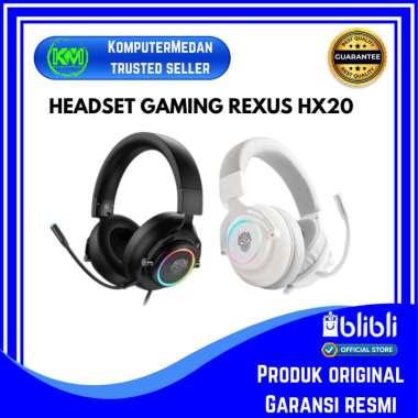 HEADSET GAMING REXUS HX20 USB V.7.1 (LED) + RGB LIGHT Mic HITAM