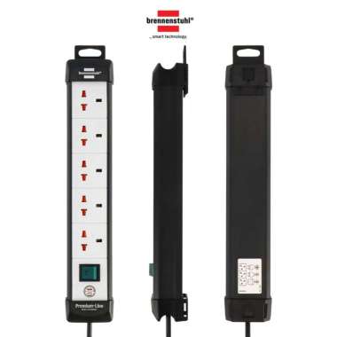 Brennenstuhl Premium-Multi-Line 5-soket 5m - Kabel Extension Stop Kontak Universal Hitam