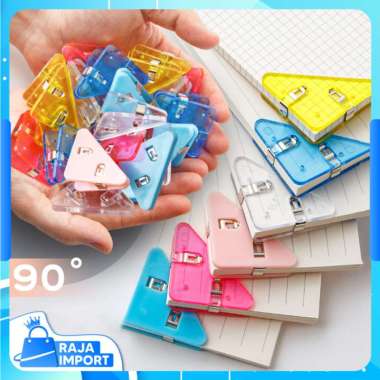 Raja Import S6063 Klip Penjepit Buku / Klip Sudut Kertas Akrilik / Paper Clip Segitiga Warna-Warni /