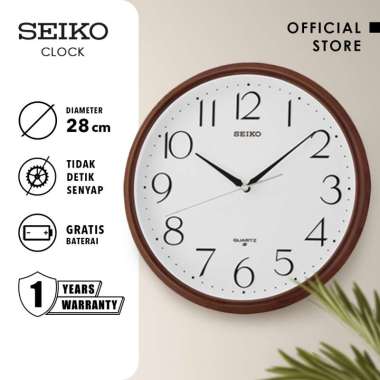 Jam Dinding Seiko Bulat QXA695Z 28Cm Brown Color White Dial Ori