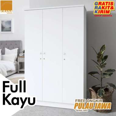 Kirana Boston Lemari Pakaian 3 Pintu Putih