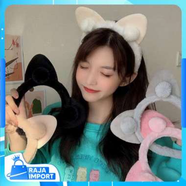 Raja Import F5825 Bando Korea Wanita Anak Perempuan Lucu Motif Kuping Kucing / Bando Bulu Telinga Ku