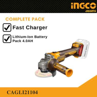 Mesin Gerinda Cordless 20V (4") Brushless Angle Grinder INGCO CAGLI21104 Grenda Grinda Baterai Paket