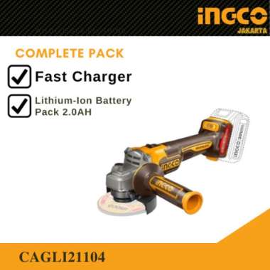 Mesin Gerinda Cordless 20V (4") Brushless Angle Grinder INGCO CAGLI21104 Grenda Grinda Baterai Paket