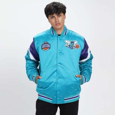 Mitchell & Ness Unisex Basketball Heavyweight Satin Jacket Charlotte Hornets [JBF5516-CHOYYPPPHRBL] 