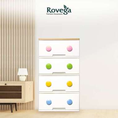 Rovega Lemari Laci Plastik / Kabinet Trendy 4 Susun Food Grade CTR-437 White