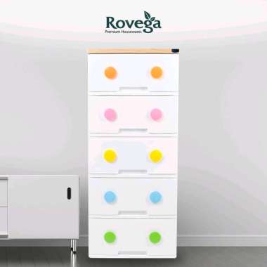 Rovega Lemari Laci Plastik / Kabinet Trendy 5 Susun Food Grade CTR-537 White