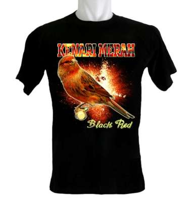 Kaoskaoscorp Baju Kaos Distro Burung Kenari Merah Black Red XS