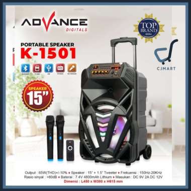 Speaker Meeting Advance K 1501 Bluetooth 15 Inch | Garansi Resmi K1501 2 MIC