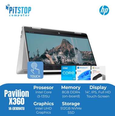 HP Pavilion X360 14-EK1094TU (Core i3-1215U/ RAM 8GB/ SSD 512GB/ Touch Screen/ Flip 360)