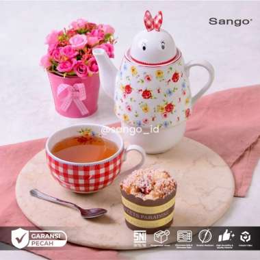 SANGO Teko dan Cangkir New Country Red Gingham Small Flowers Hampers