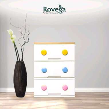 Rovega Lemari Laci Plastik / Kabinet Trendy 3 Susun Food Grade CTR-337 White