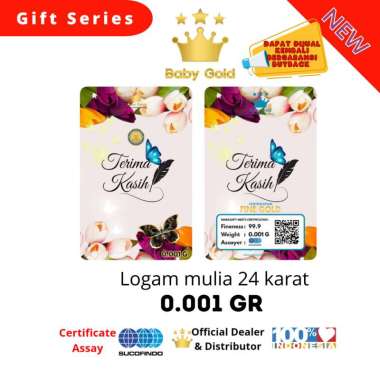 LOGAM MULIA BABYGOLD EDISI TERIMAKASIH KUPU2 0.001GR EMAS MINI 24K TQ KUPU2 0.001